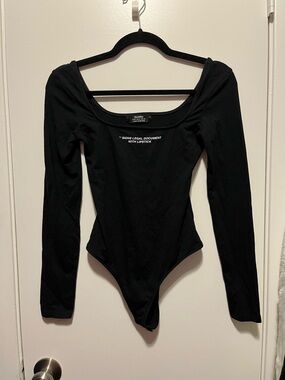 Bershka Black Long Sleeve Scoop-Neck Bodysuit